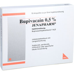 Abbildung: Bupivacain 0,5% Jenapharm Ampullen 10X10 ml, Ampullen PZN 04004360