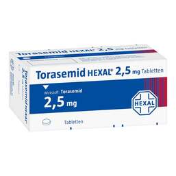 Abbildung: Torasemid Hexal 2,5 mg Tabletten 20 St, Tabletten PZN 04008493