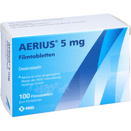 Abbildung: Aerius 5 mg Filmtabletten 100 St, Filmtabletten PZN 04034177