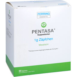Abbildung: Pentasa 1000 mg Suppositorien 90 St, Suppositorien PZN 04034332
