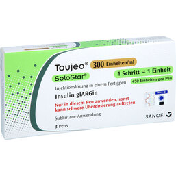 Abbildung: Toujeo 300 E / ml Solostar Injektionslösung in einem Fertigpen 3X1.5 ml, Injektionslösung PZN 04044129