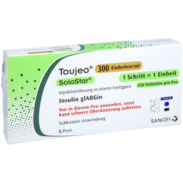 Abbildung: Toujeo 300 E / ml Solostar Injektionslösung in einem Fertigpen 5X1.5 ml, Injektionslösung PZN 04044158