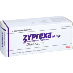 Abbildung: Zyprexa 10 mg überzogene Tabletten 70 St, Überzogene Tabletten PZN 04054464
