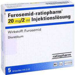 Abbildung: Furosemid ratiopharm 20 mg / 2 ml Injektionslösung Ampullen 5 St, Ampullen PZN 04086369
