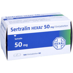 Abbildung: Sertralin Hexal 50 mg Filmtabletten 100 St, Filmtabletten PZN 04087015