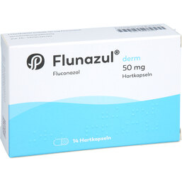 Abbildung: Flunazul derm 50 mg Hartkapseln 14 St, Hartkapseln PZN 04103777