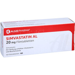 Abbildung: Simvastatin AL 20 mg Filmtabletten 50 St, Filmtabletten PZN 04105032