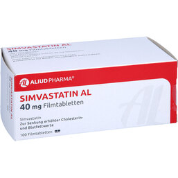 Abbildung: Simvastatin AL 40 mg Filmtabletten 100 St, Filmtabletten PZN 04105055