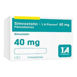 Abbildung: Simvastatin 1A Pharma 40 mg Filmtabletten 30 St, Filmtabletten PZN 04105121