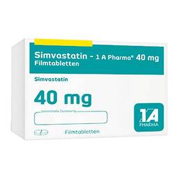 Abbildung: Simvastatin 1A Pharma 40 mg Filmtabletten 100 St, Filmtabletten PZN 04105144