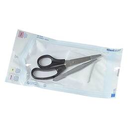 Abbildung: Fadenzieh Set steril mit Trennmesser + Pinzette + Tupfer 1 St PZN 04113669