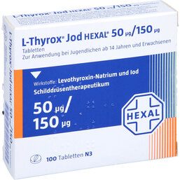 Abbildung: L-Thyrox Jod Hexal 50 / 150 Tabletten 100 St, Tabletten PZN 04116024