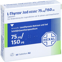 Abbildung: L-Thyrox Jod Hexal 75 / 150 Tabletten 50 St, Tabletten PZN 04116030