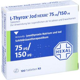 Abbildung: L-Thyrox Jod Hexal 75 / 150 Tabletten 100 St, Tabletten PZN 04116047
