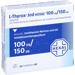 Abbildung: L-Thyrox Jod Hexal 100 / 150 Tabletten 50 St, Tabletten PZN 04116053