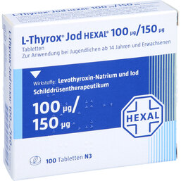 Abbildung: L-Thyrox Jod Hexal 100 / 150 Tabletten 100 St, Tabletten PZN 04116076