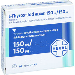 Abbildung: L-Thyrox Jod Hexal 150 / 150 Tabletten 50 St, Tabletten PZN 04116107