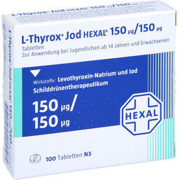 Abbildung: L-Thyrox Jod Hexal 150 / 150 Tabletten 100 St, Tabletten PZN 04116113