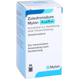 Abbildung: Zoledronsäure Mylan 4 mg / 5 ml Infusionslösung -Konzentrat 1 St, Infusionslösungskonzentrat PZN 04125690