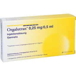 Abbildung: Orgalutran 0,25 mg / 0,5 ml Injektionslösung 5 St, Injektionslösung PZN 04128524