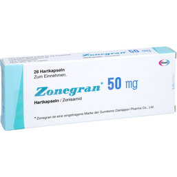 Abbildung: Zonegran 50 mg Hartkapseln 28 St, Hartkapseln PZN 04132891