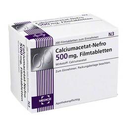 Abbildung: Calciumacetat Nefro 500 mg Filmtabletten Filmtabletten, 200 St PZN 04133212