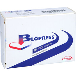 Abbildung: Blopress 16 mg Tabletten 98 St, Tabletten PZN 04142748