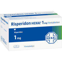 Abbildung: Risperidon Hexal 1 mg Filmtabletten 20 St, Filmtabletten PZN 04156207