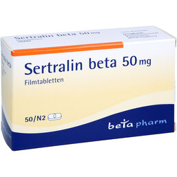 Abbildung: Sertralin beta 50 mg Filmtabletten 50 St, Filmtabletten PZN 04166246