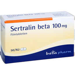 Abbildung: Sertralin beta 100 mg Filmtabletten 50 St, Filmtabletten PZN 04166275
