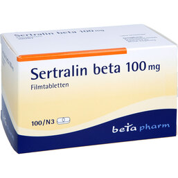 Abbildung: Sertralin beta 100 mg Filmtabletten 100 St, Filmtabletten PZN 04166281