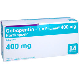 Abbildung: Gabapentin 1A Pharma 400 mg Hartkapseln 200 St, Hartkapseln PZN 04170710