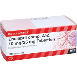 Abbildung: Enalapril comp. AbZ 10 mg / 25 mg Tabletten 100 St, Tabletten PZN 04182765
