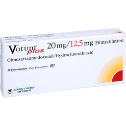 Abbildung: Votum Plus 20 / 12,5 mg Filmtabletten 28 St, Filmtabletten PZN 04187254