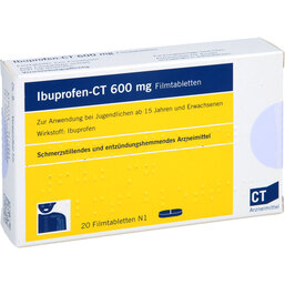 Abbildung: Ibuprofen-CT 600 mg Filmtabletten 20 St, Filmtabletten PZN 04190888