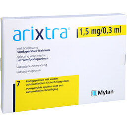 Abbildung: Arixtra 1,5 mg / 0,3 ml Injektionslösung in einer Fertigspritze 7X0.3 ml, Injektionslösung PZN 04191801