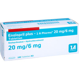 Abbildung: Enalapril plus 20 / 6 mg 1A Pharma Tabletten 100 St, Tabletten PZN 04199524