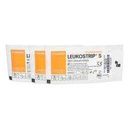 Abbildung: Leukostrip S Wundnahtstreifen 6,4 x 76 mm 3X3 St, Pflaster PZN 04203361