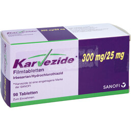 Abbildung: Karvezide 300 / 25 mg Filmtabletten 98 St, Filmtabletten PZN 04208105