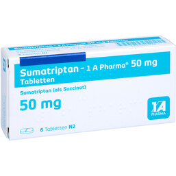 Abbildung: Sumatriptan 1A Pharma 50 mg Tabletten 6 St, Tabletten PZN 04212644