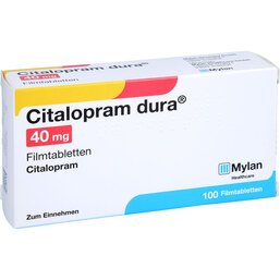 Abbildung: Citalopram dura 40 mg Filmtabletten 100 St, Filmtabletten PZN 04220477