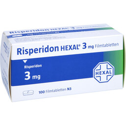 Abbildung: Risperidon Hexal 3 mg Filmtabletten 100 St, Filmtabletten PZN 04221270