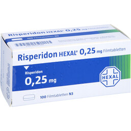 Abbildung: Risperidon Hexal 0,25 mg Filmtabletten 100 St, Filmtabletten PZN 04227568