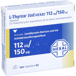 Abbildung: L-Thyrox Jod Hexal 112 / 150 Tabletten 100 St, Tabletten PZN 04250277