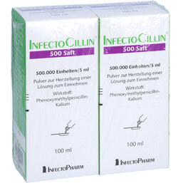 Abbildung: Infectocillin 500 Saft 1ml=100.000 I.E. 2X100 ml, Trockensaft PZN 04257888