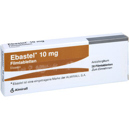 Abbildung: Ebastel 10 mg Filmtabletten 20 St, Filmtabletten PZN 04260270