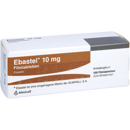 Abbildung: Ebastel 10 mg Filmtabletten 100 St, Filmtabletten PZN 04260293