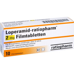 Abbildung: Loperamid ratiopharm 2 mg Filmtabletten 10 St, Filmtabletten PZN 04271629