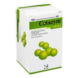 Abbildung: Cotazym 20.000 Pellets magensaftresistente Kapseln Kapseln magensaftresistent, 100 St PZN 04275461