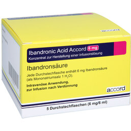 Abbildung: Ibandronic Acid Accord 6mg / 6ml Konzentrat z.Her.einer Infusionsl. 5 St, Infusionslösungskonzentrat PZN 04314161
